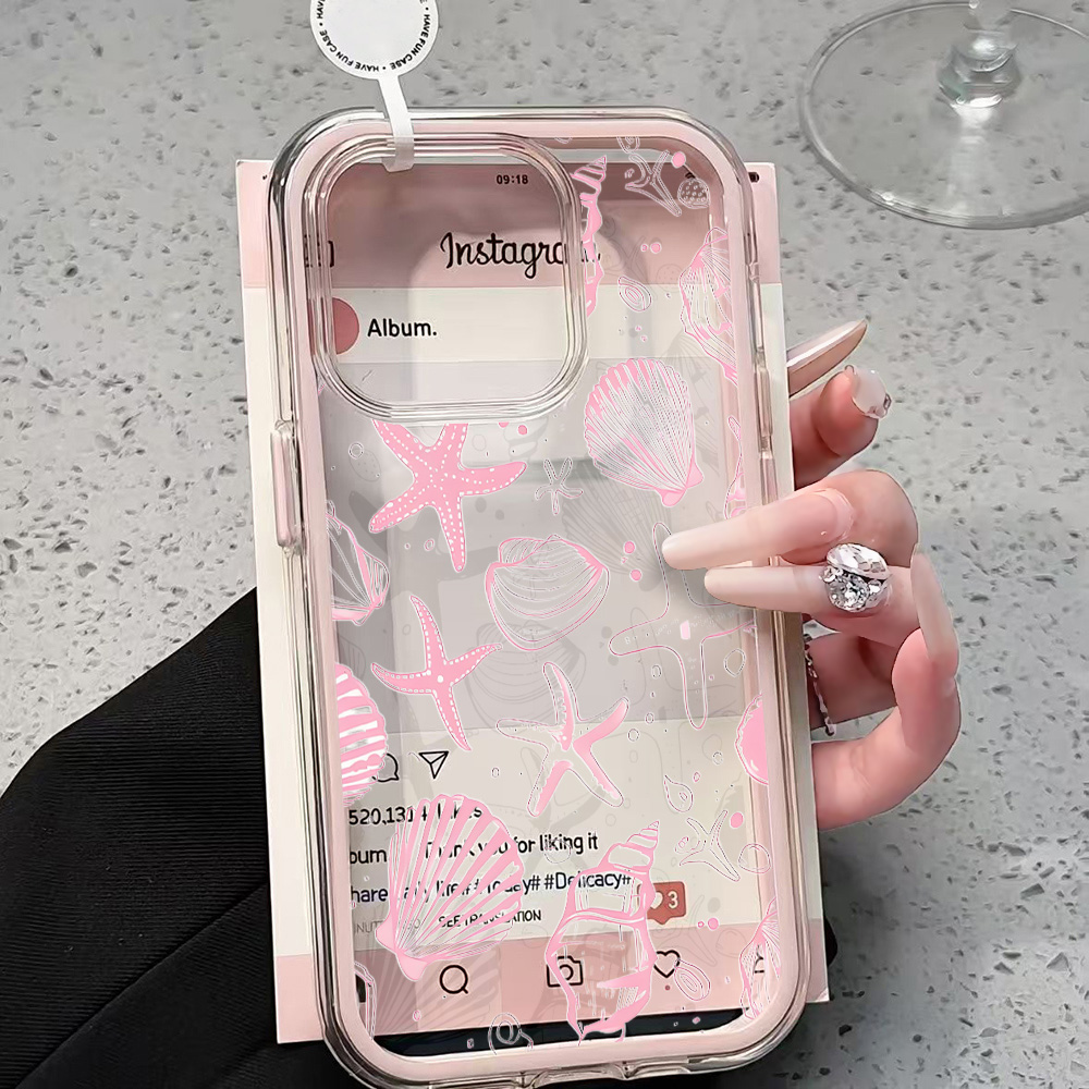 Shelly - Casing HP Transparan Motif Kerang Pink