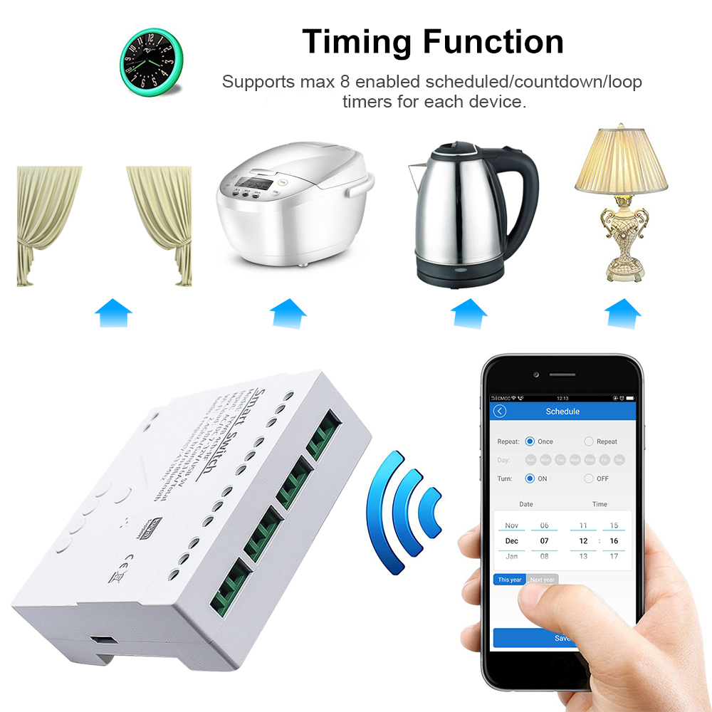 Sakelar Lampu Pintar Wifi 4CH  - Tuya 4 Channel ulasan dan harga